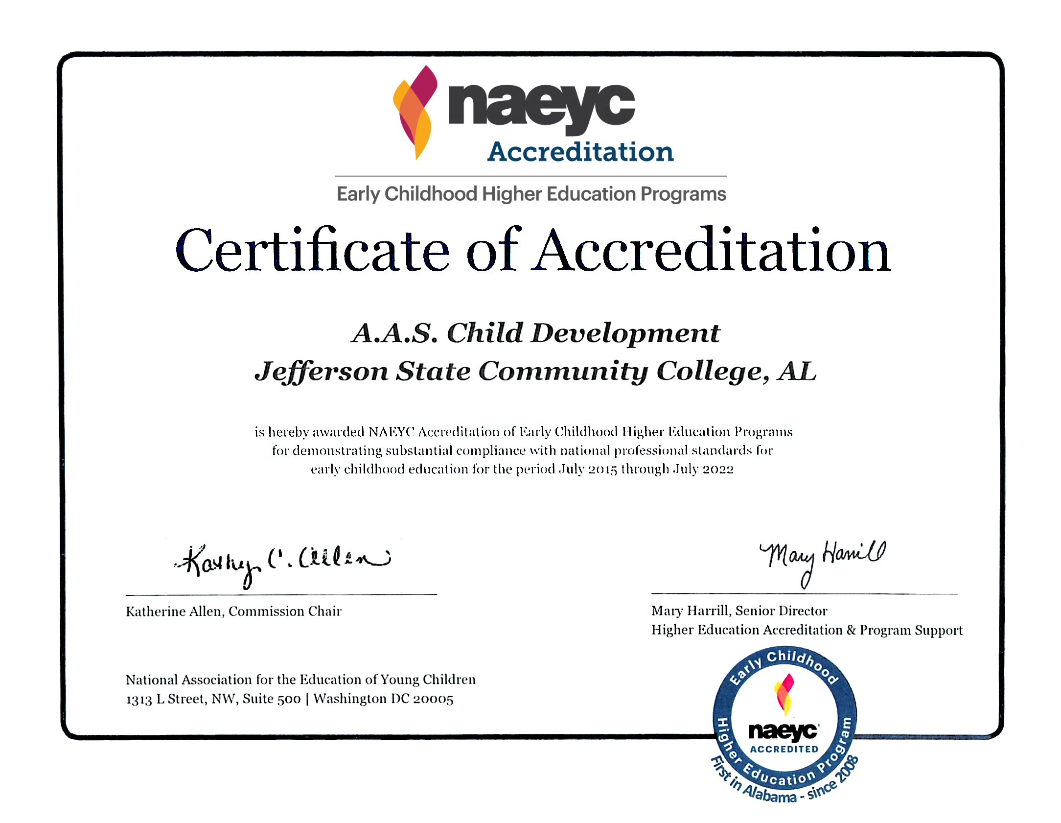 CHD Certificate of Accreditation 2017-18