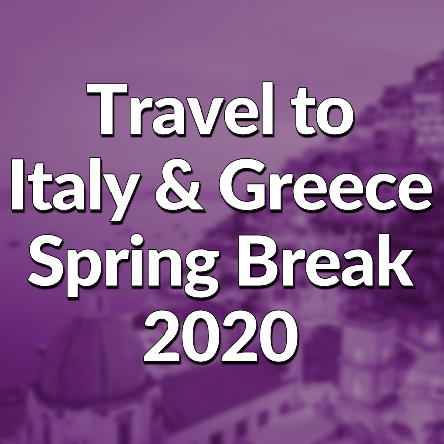 Travel to Italy & Greece 2020 Page