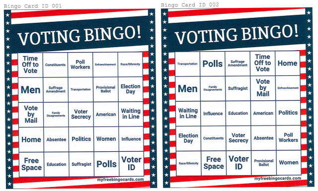 Bingo Cards Constitution Day 2020