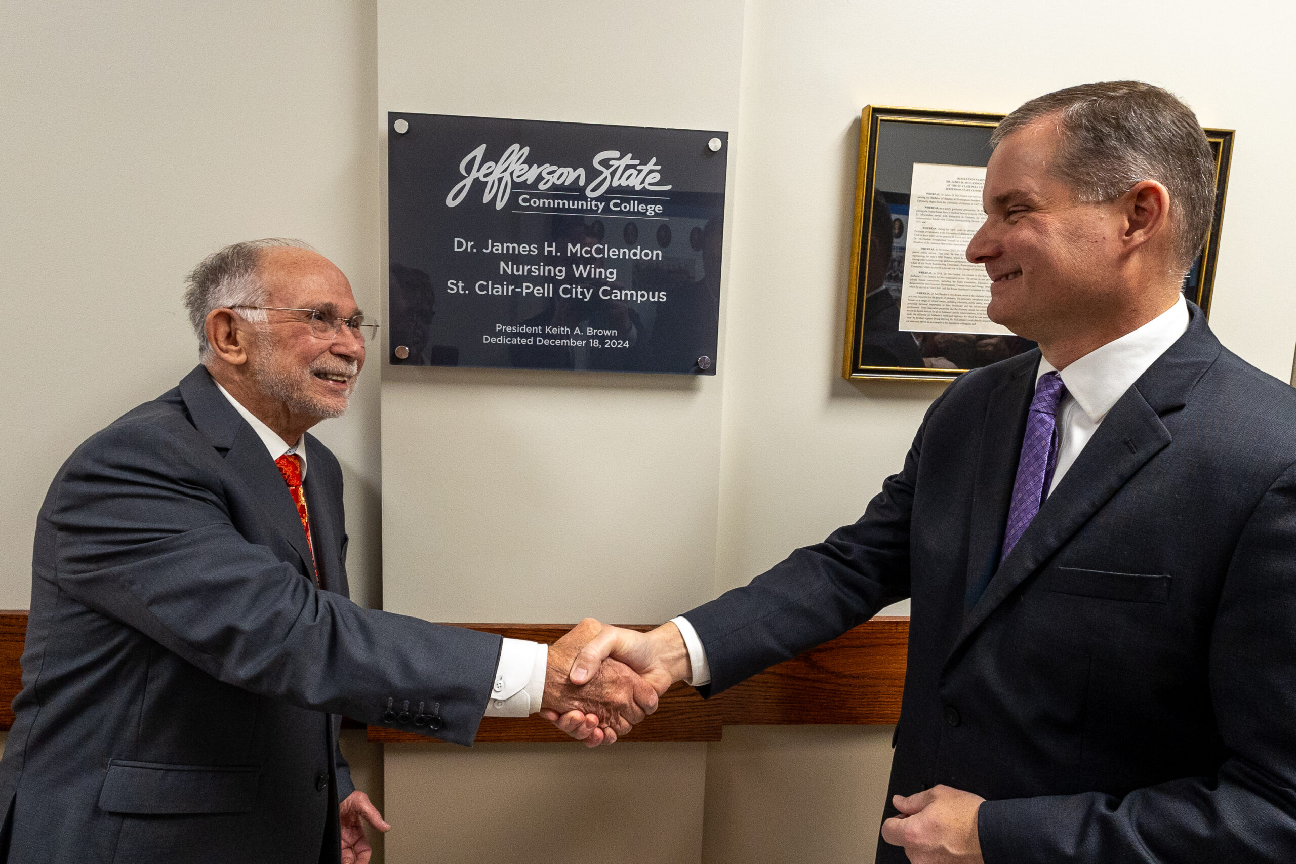 Jefferson State names the Nursing Wing at the St. Clair-Pell City Campus in honor of Dr. Jim McClendon.
