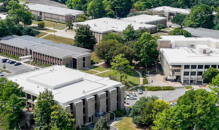 Aerial view of Jefferson Campus buildings