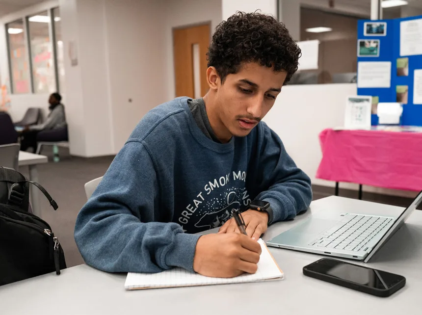 Student in Library