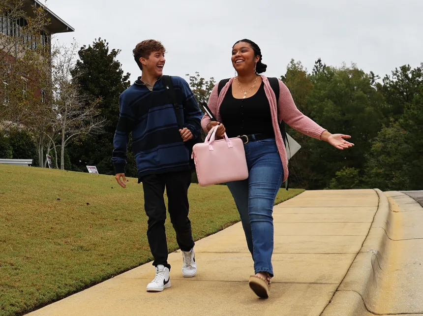 students walking the pell city campus