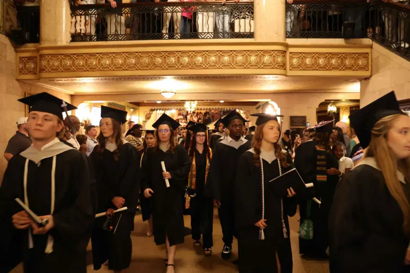 Graduates walk in for ceremony