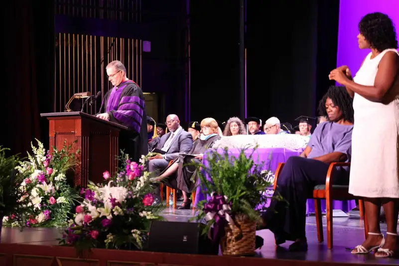 President Brown addresses ceremony crowd